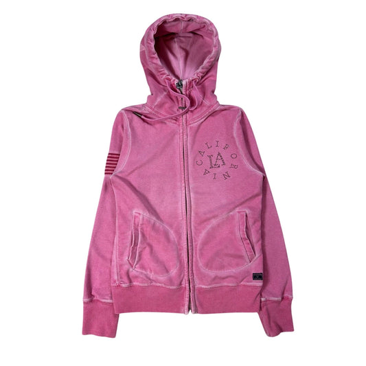True Religion zip hoodie pink rhinestones Y2K