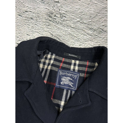 Burberrys coat navy vintage nova check Burberry wool