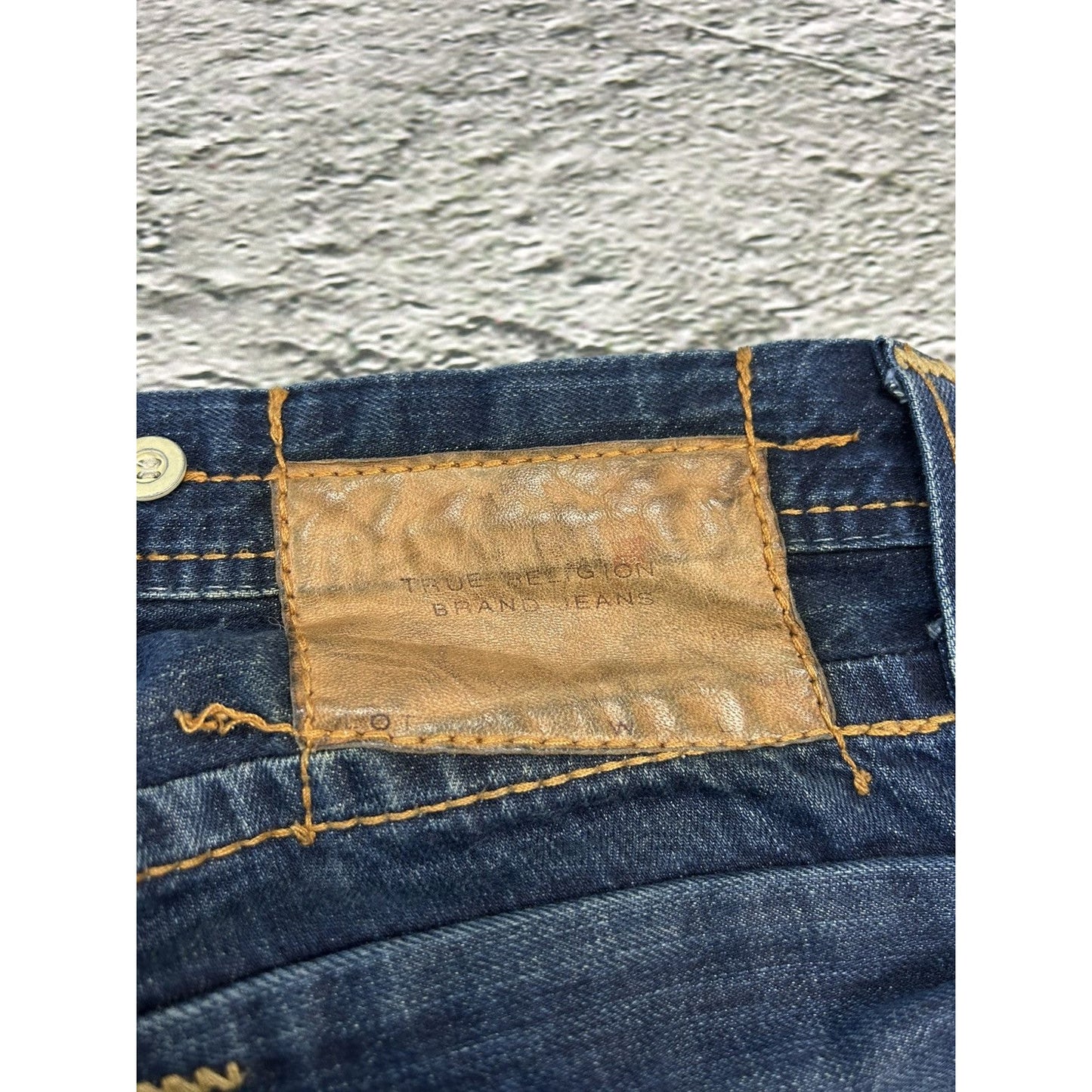 True Religion blue jeans thick stitching baggy Y2K