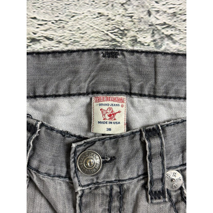 True Religion grey jeans black thick stitching Y2K Logan