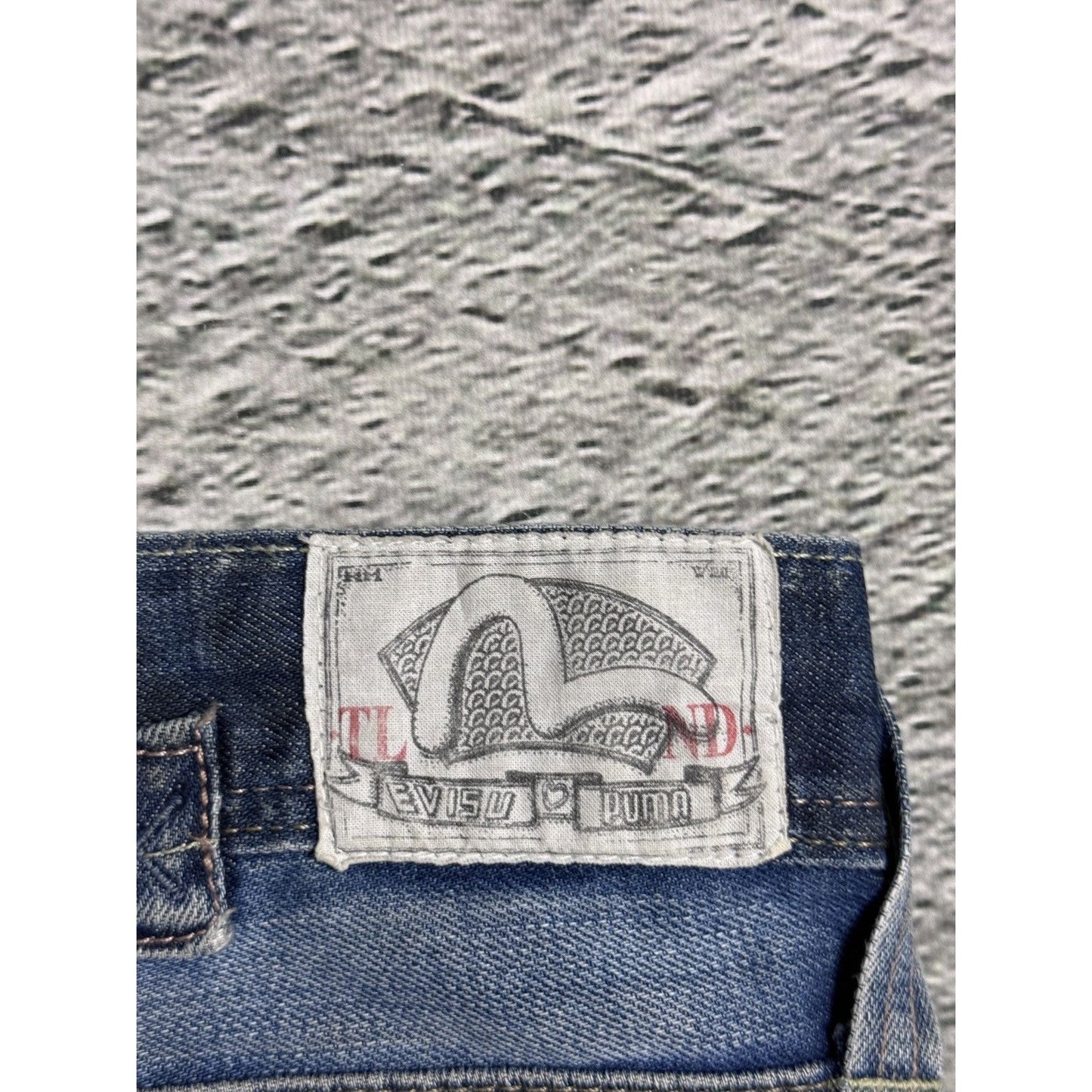 Evisu x Puma vintage baby blue jeans mint seagulls baggy