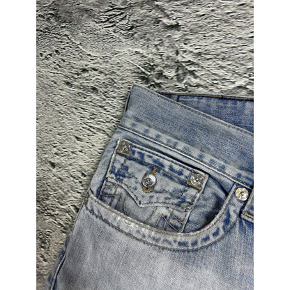 True Religion baby blue jeans contrast stitching straight