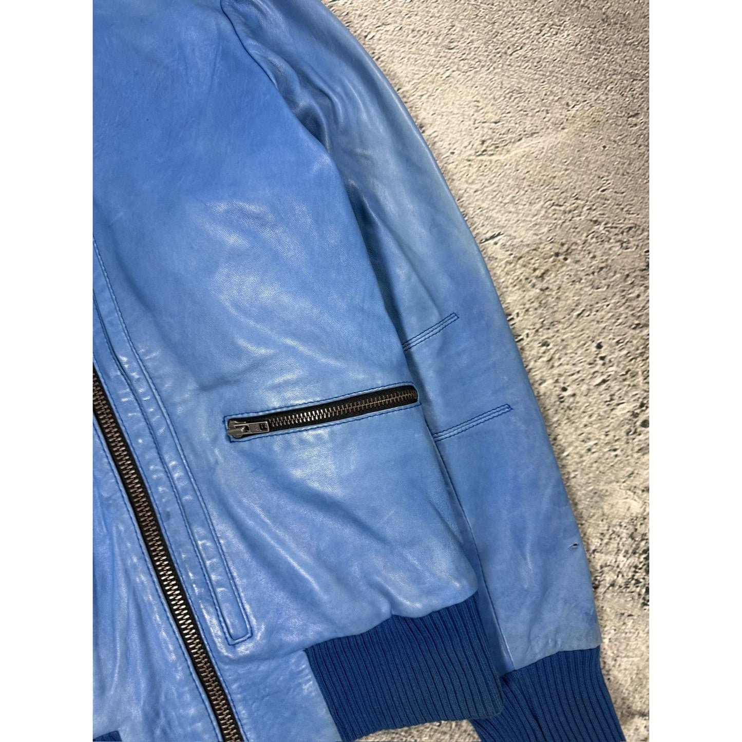 Allsaints AW07 specialist blue turqoise Leather Jacket