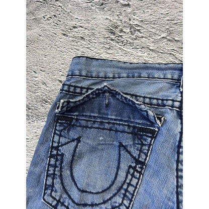 True Religion jeans blue black stitching Ricky Y2K