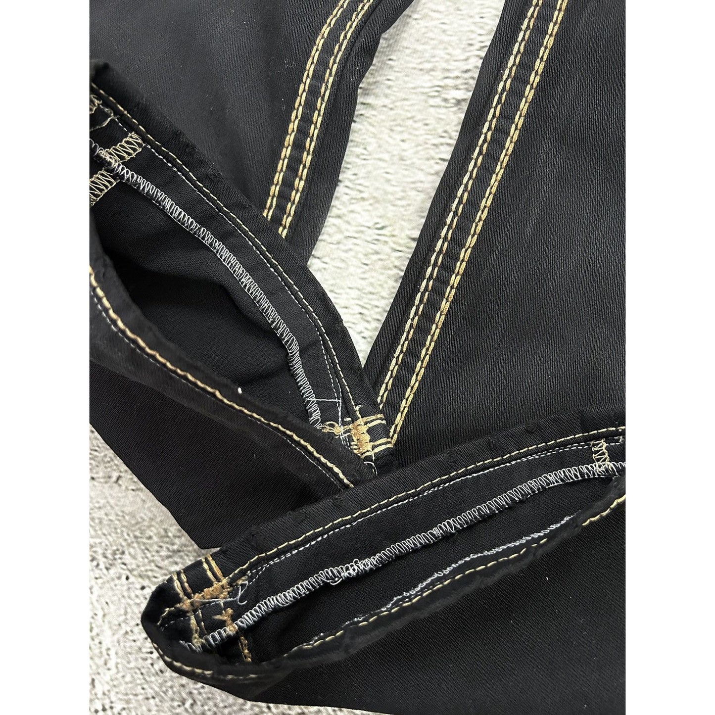 True Religion vintage black jeans gold double stitching