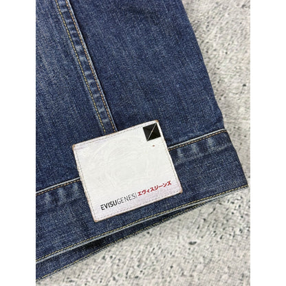 Evisu denim vest studded jacket blue