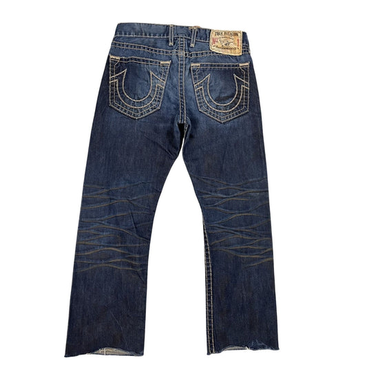 True Religion jeans dark navy thick stitching brown Logan