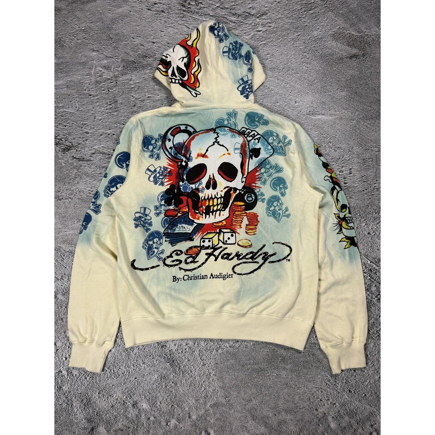Ed Hardy zip hoodie yellow vintage Y2K Christian Audigier