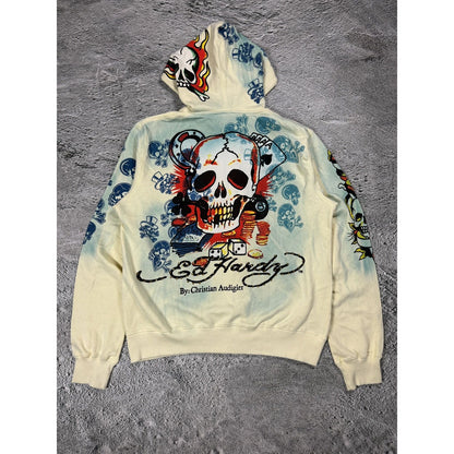 Ed Hardy zip hoodie yellow vintage Y2K Christian Audigier