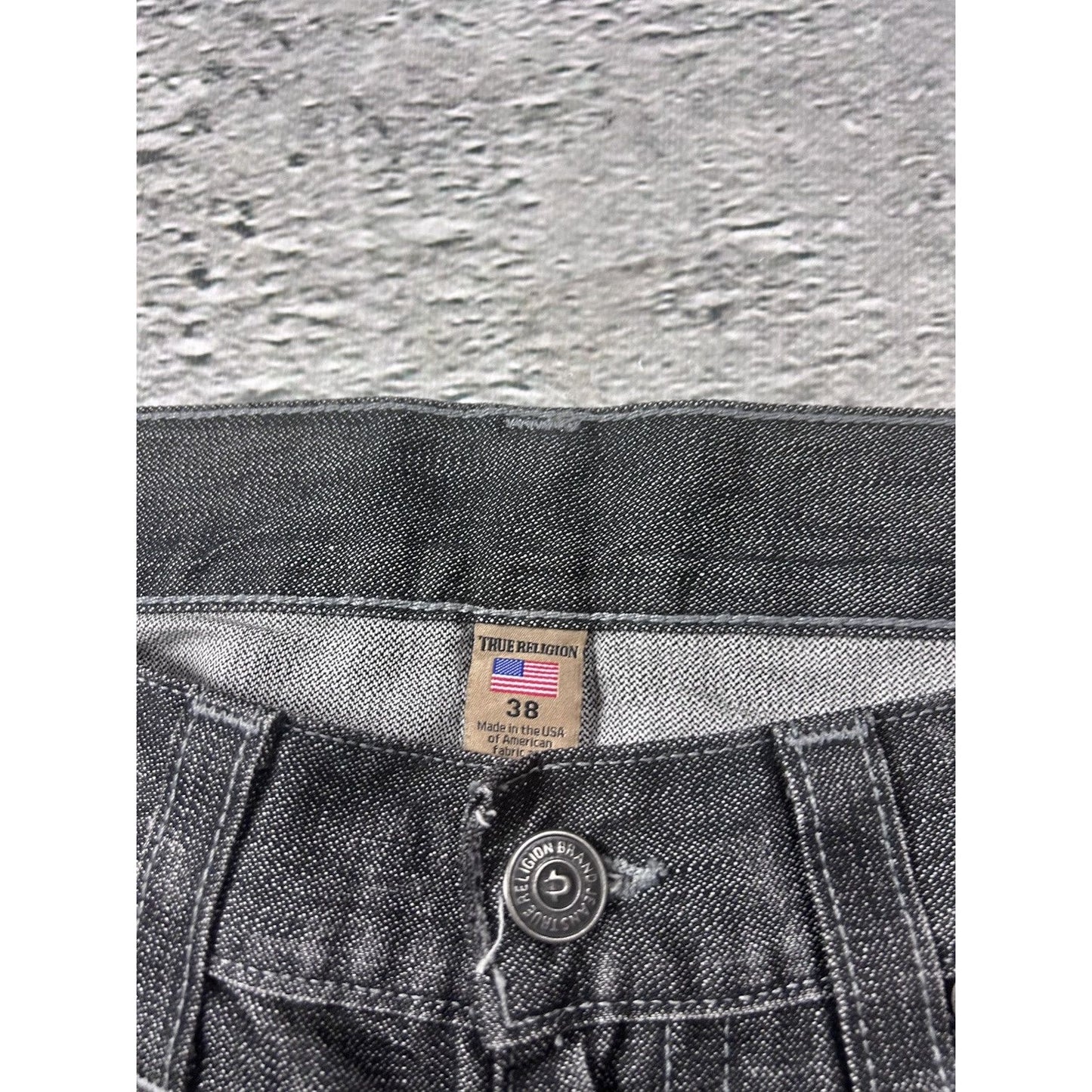 True Religion black dark grey jeans geno reflective