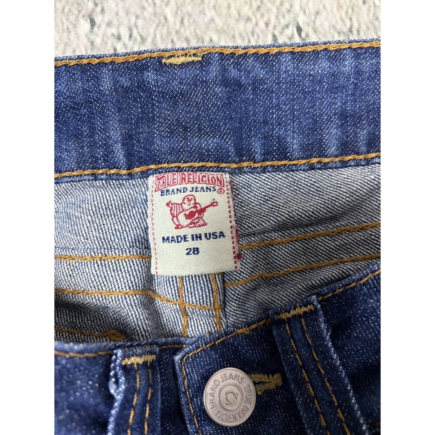 True Religion jeans Flared bootcut navy silver blue painted