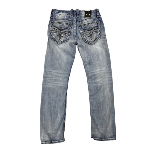 Rock Revival vintage light blue jeans Y2K Marcin white stitching