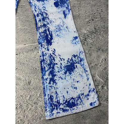Dolce & Gabbana Painted flared jeans denim white blue