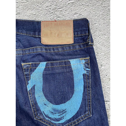 True Religion jeans vintage blue jeans big logo painted