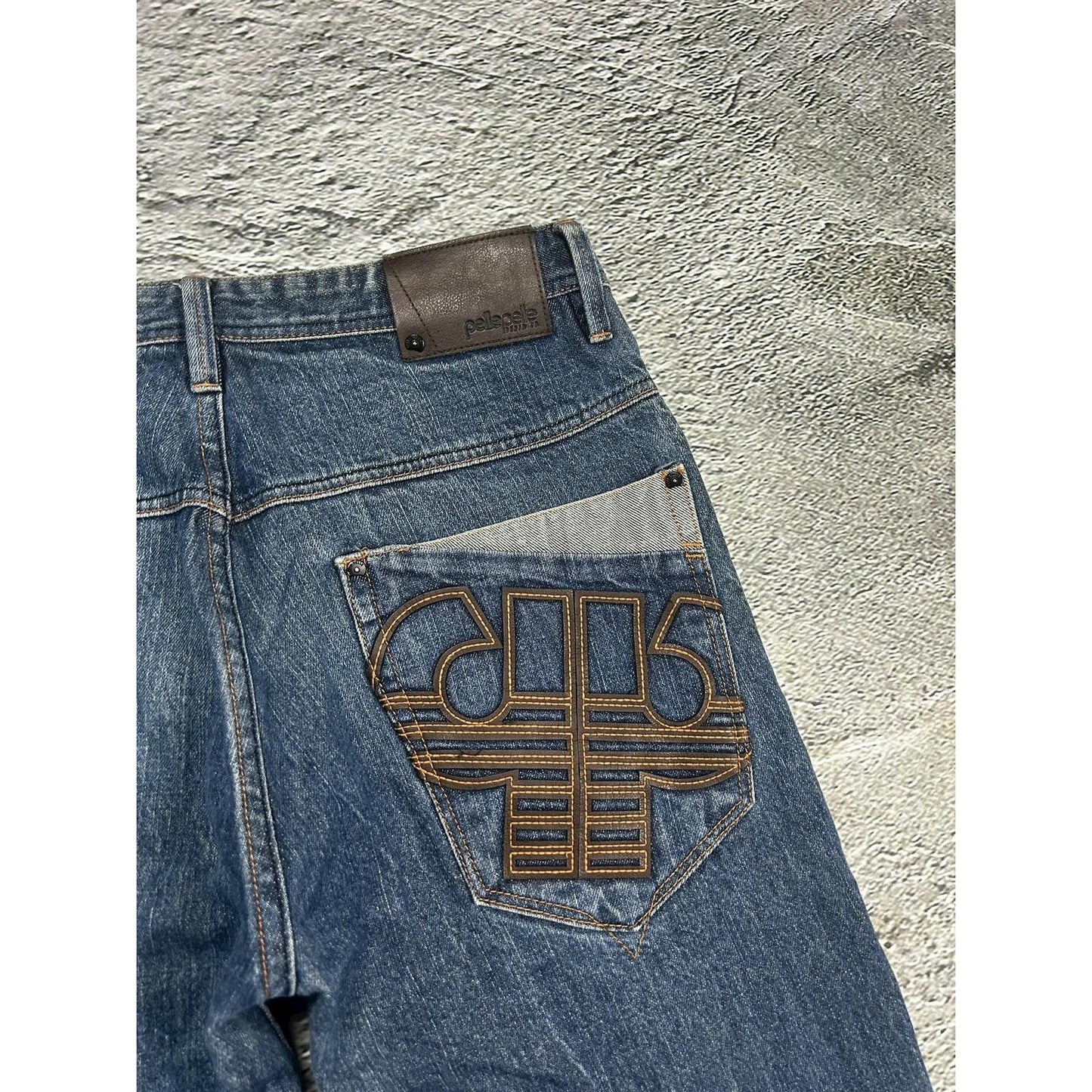 Pelle Pelle vintage navy jeans big logo Y2K