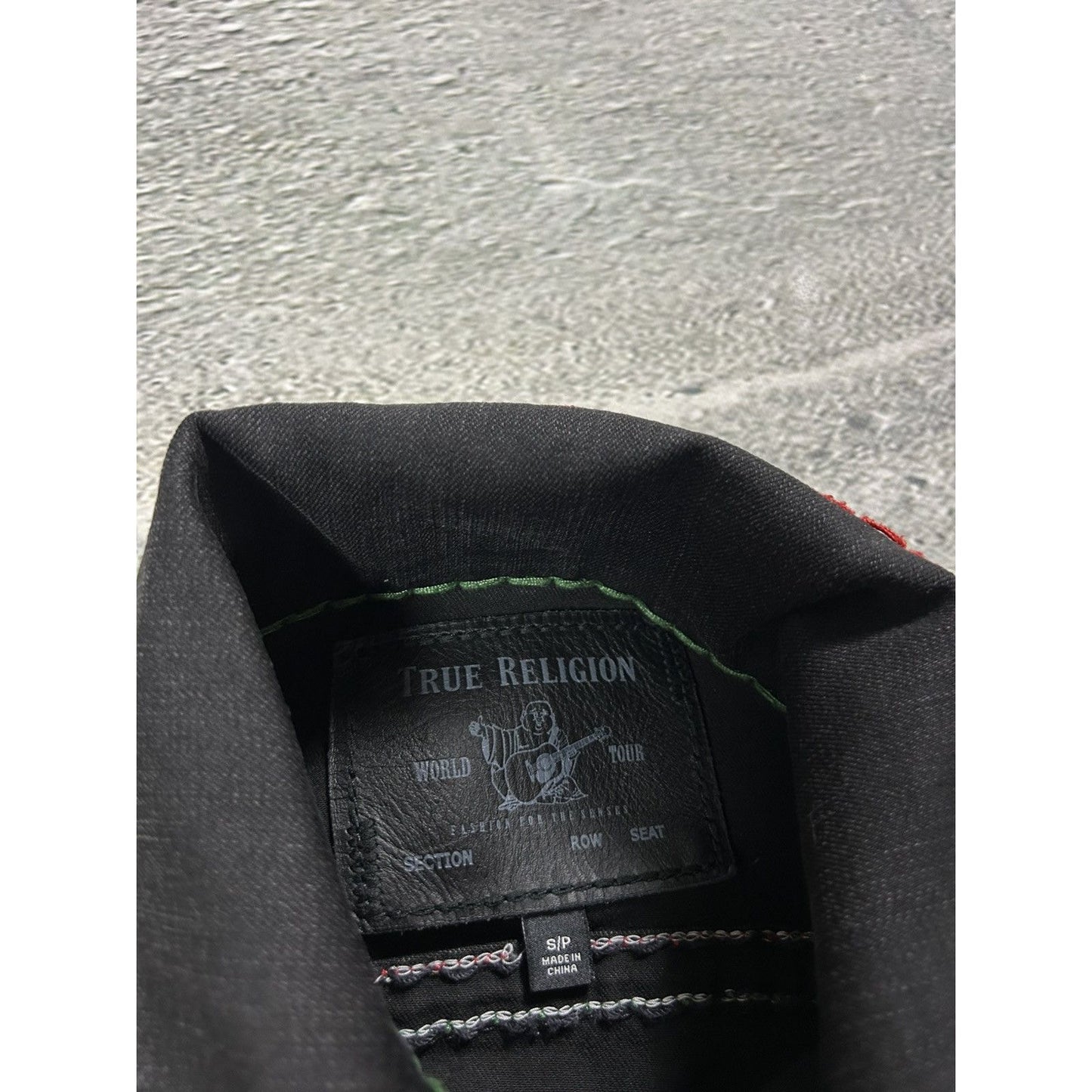 True Religion denim jacket trucker black green red