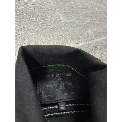 True Religion denim jacket trucker black green red