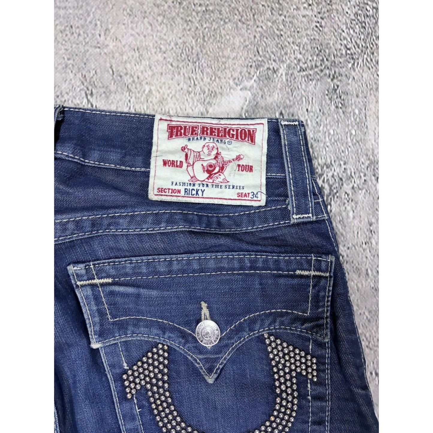 True Religion blue jeans studded Y2K Ricky vintage