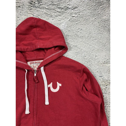 True Religion zip hoodie red big logo buddha horseshoe
