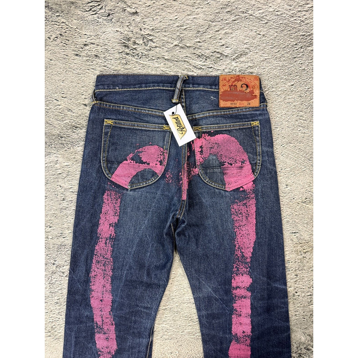 Evisu jeans daicock big logo vintage pink washed