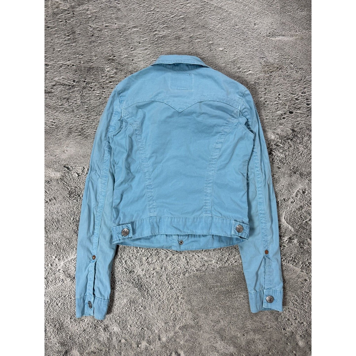 True Religion denim jacket blue turquoise Y2K vintage