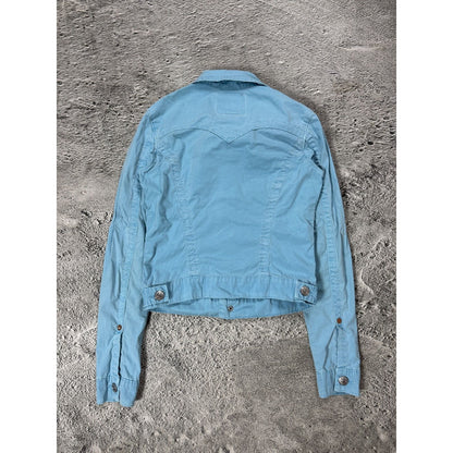 True Religion denim jacket blue turquoise Y2K vintage