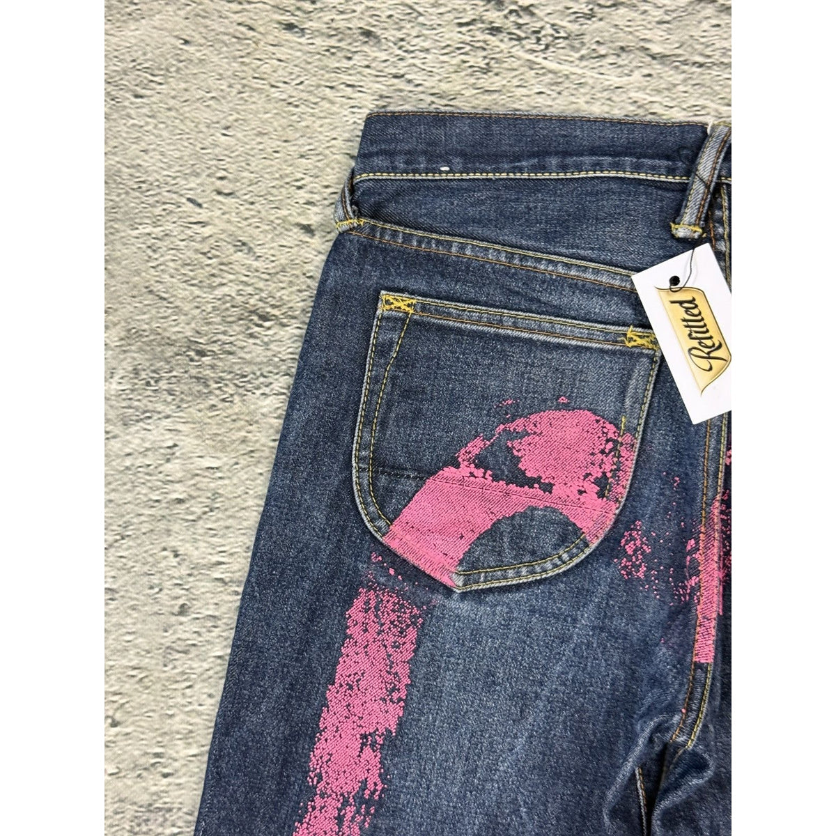 Evisu jeans daicock big logo vintage pink washed