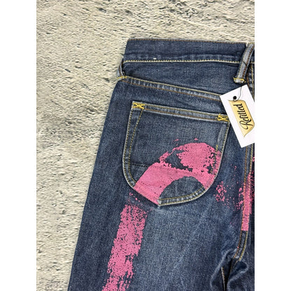 Evisu jeans daicock big logo vintage pink washed