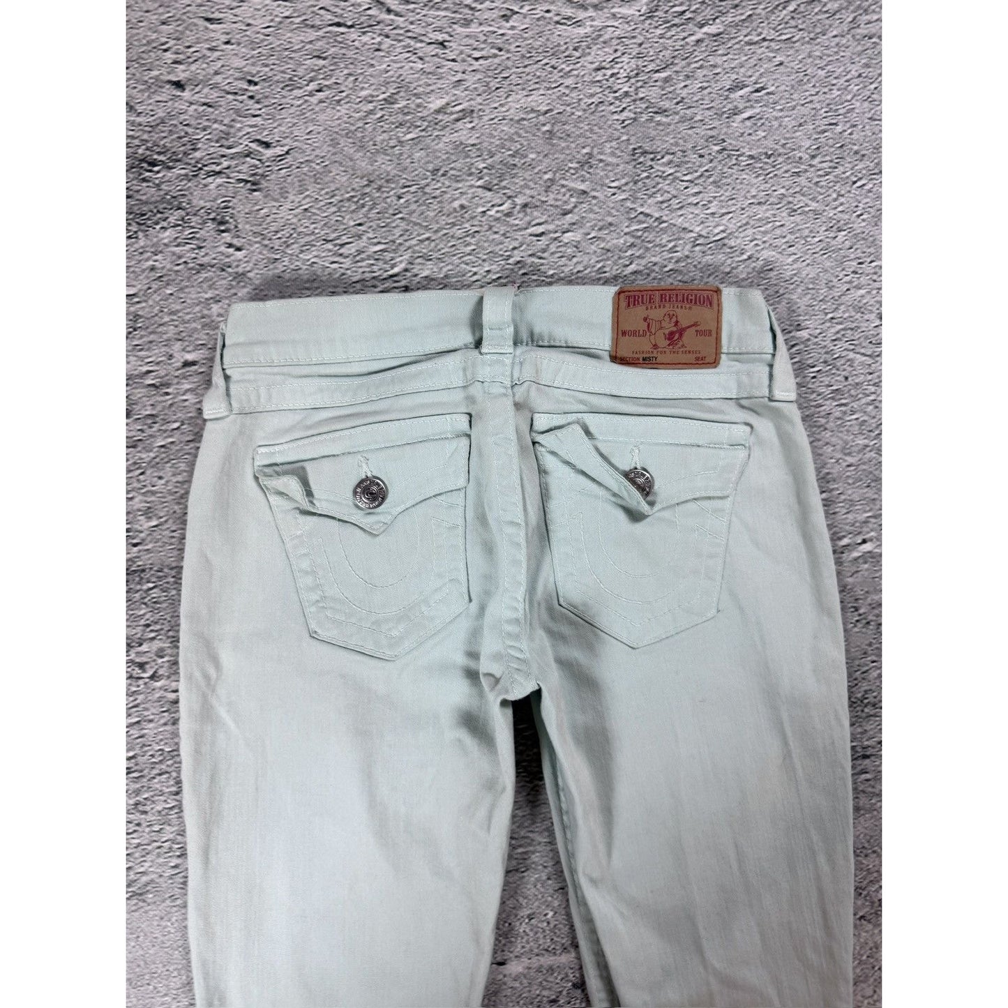 True Religion jeans mint turquoise vintage denim pants slim