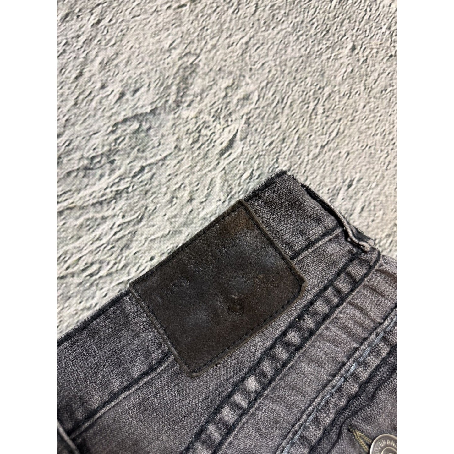 True Religion vintage grey jeans fat white stitching Ricky