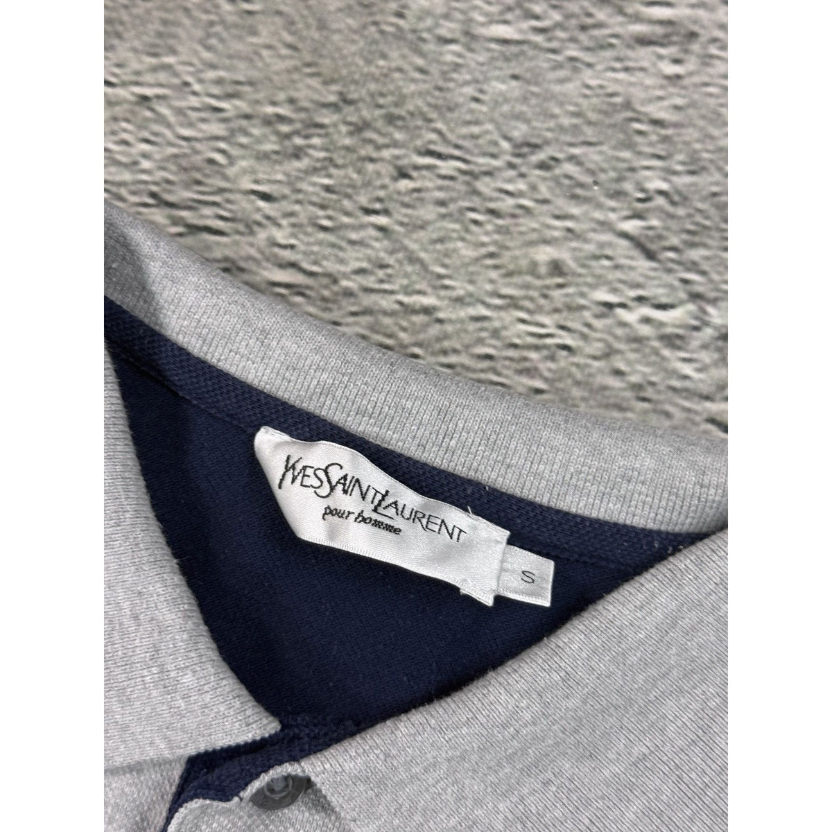 Yves Saint Laurent polo big logo stripped YSL t-shirt grey