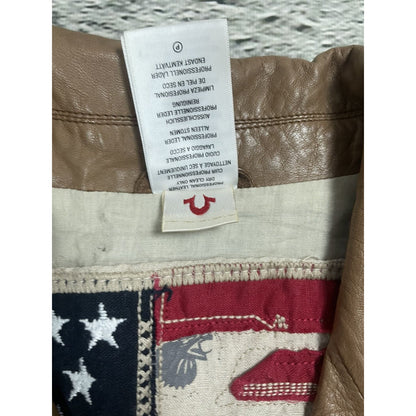 True Religion leather jacket brown Y2K Avant Garde kill bill