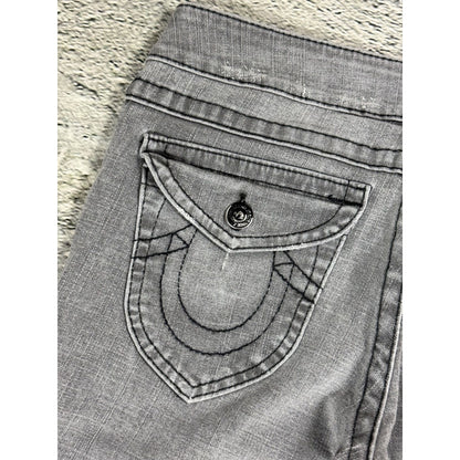 True Religion jeans grey black thick stitching flared Billy