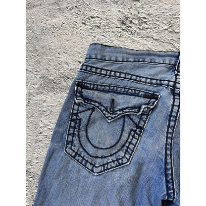 True Religion jeans blue black stitching Ricky Y2K