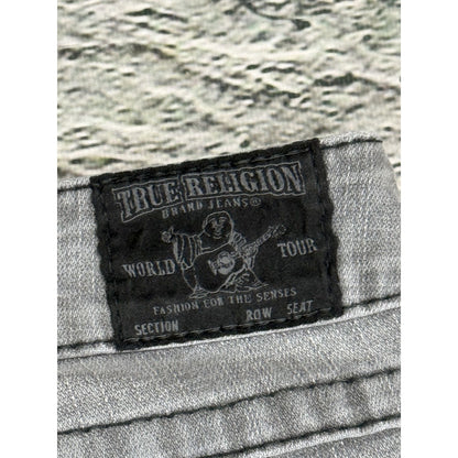True Religion jeans grey black thick stitching flared Billy