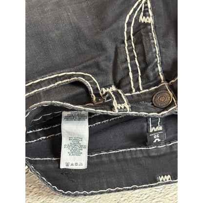 True Religion black jeans Rocco white thick stitching Y2K slim