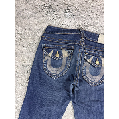 True Religion jeans Flared bootcut navy silver blue painted