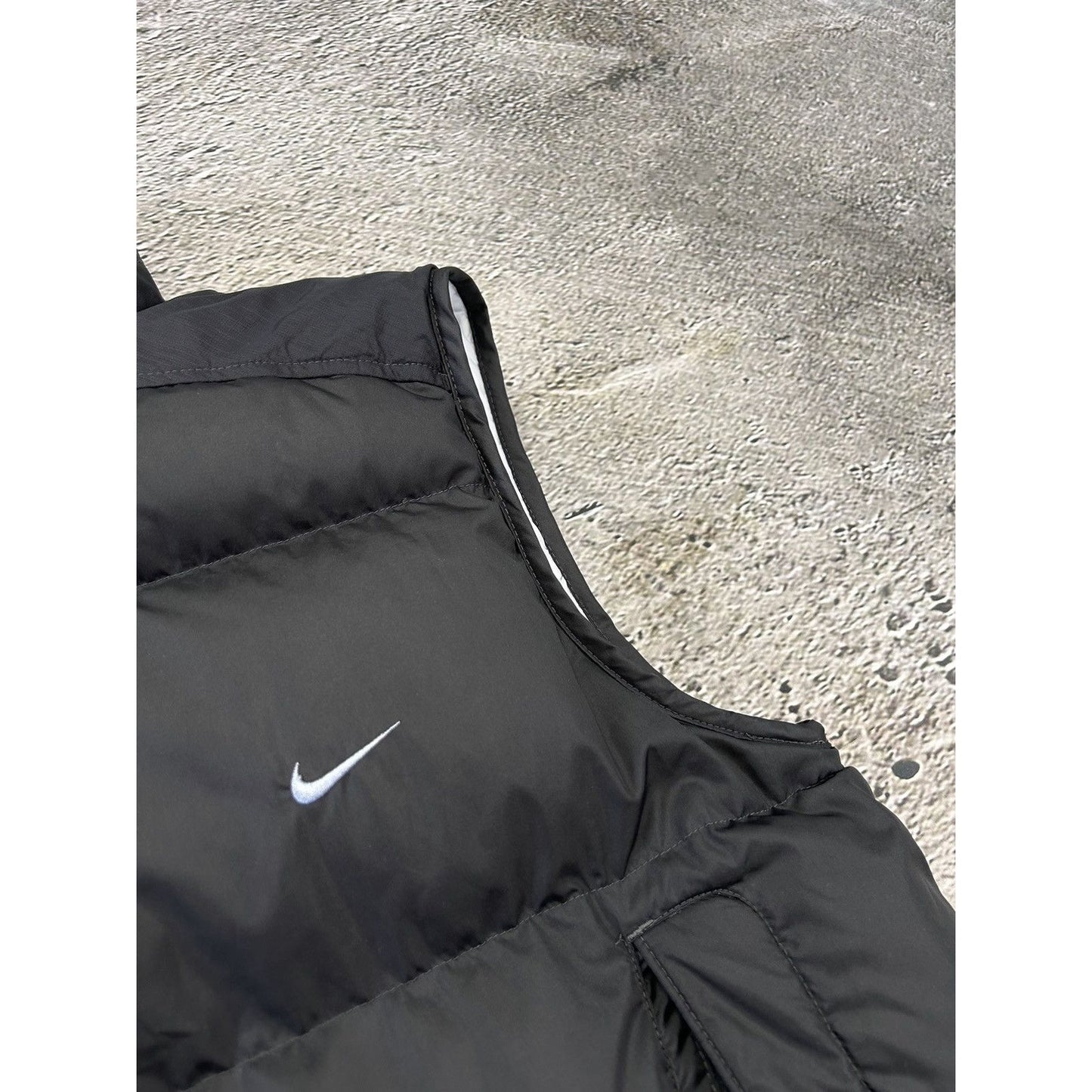 Nike puffer vest dark grey vintage drill Y2K down baby blue