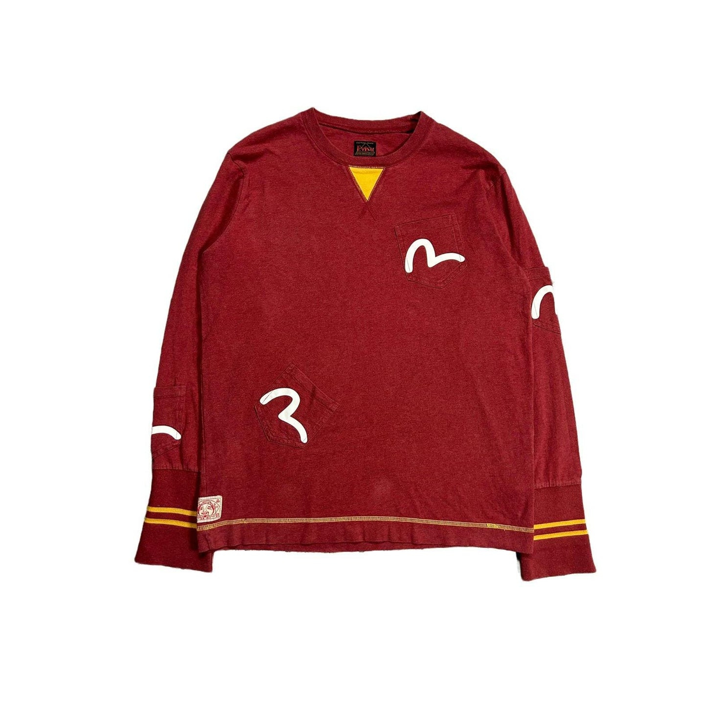 Evisu vintage multi pocket long sleeve seagull red