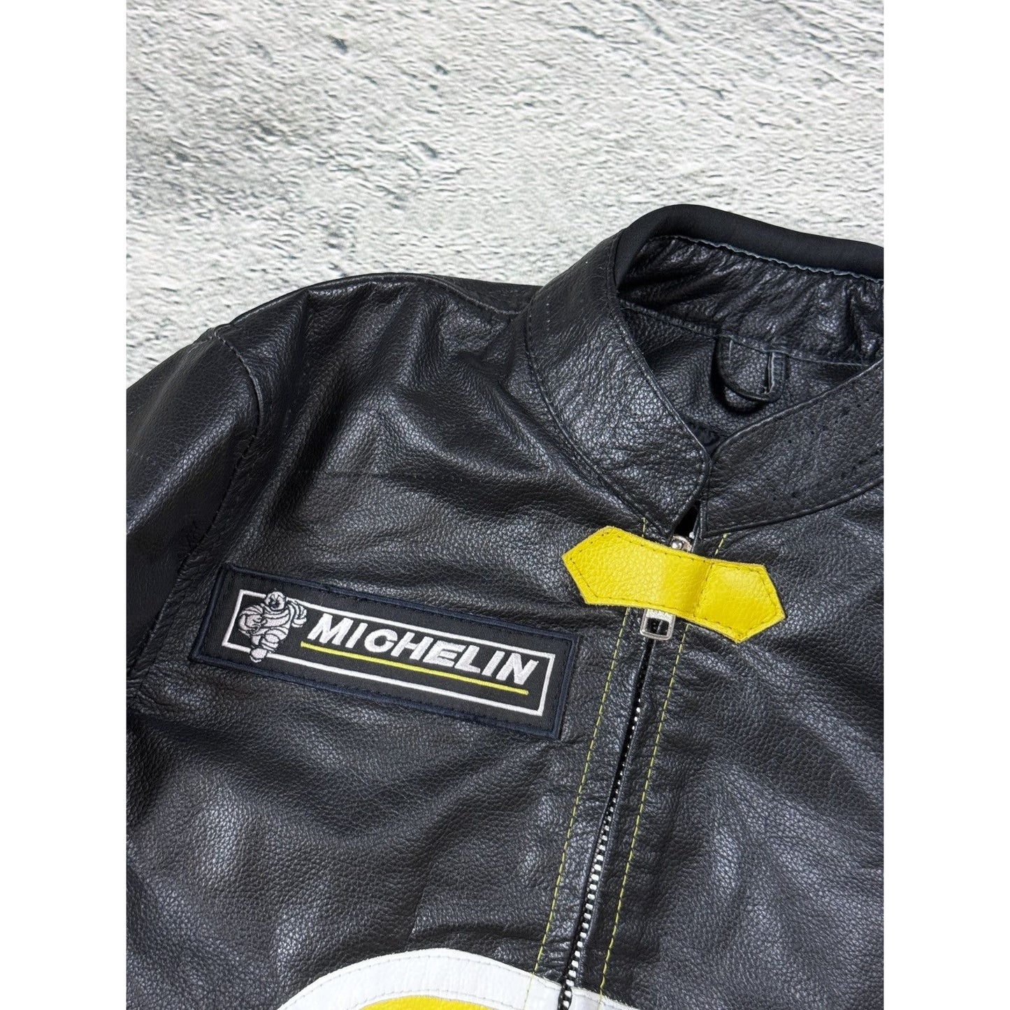 Racing Leather Jacket vintage Y2K motorcycle Michelin
