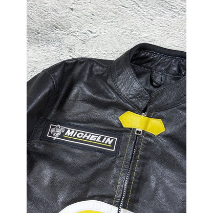Racing Leather Jacket vintage Y2K motorcycle Michelin