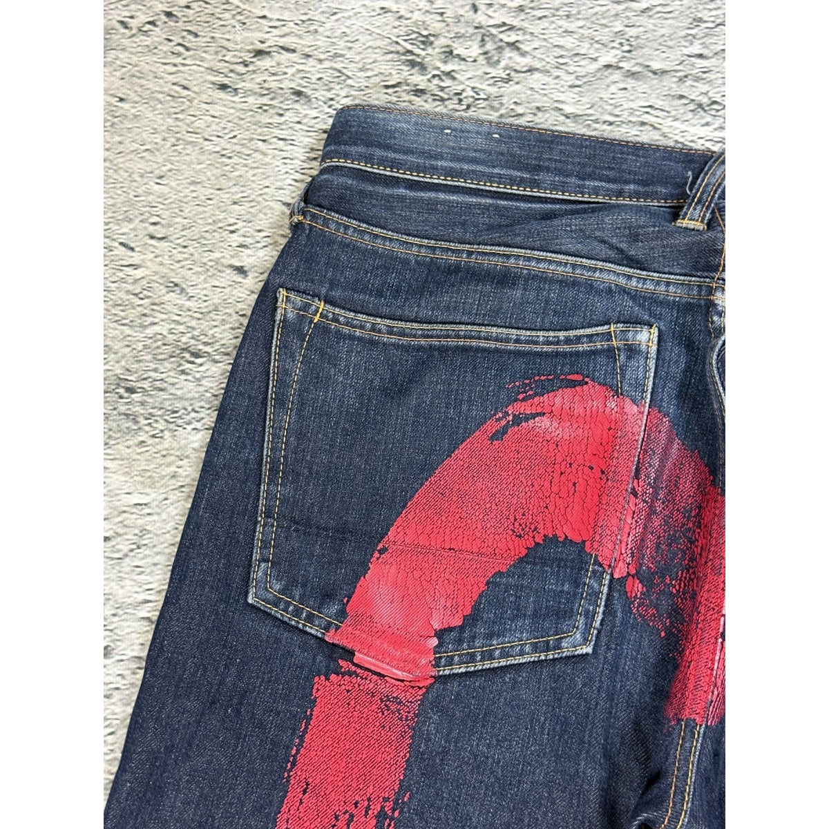 Evisu jeans daicock big logo Red selvedge raw denim Japan