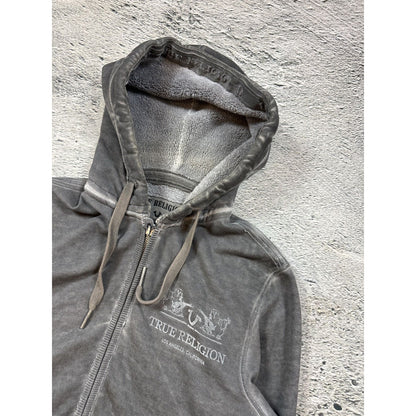 True Religion zip hoodie gray vintage fade Y2K