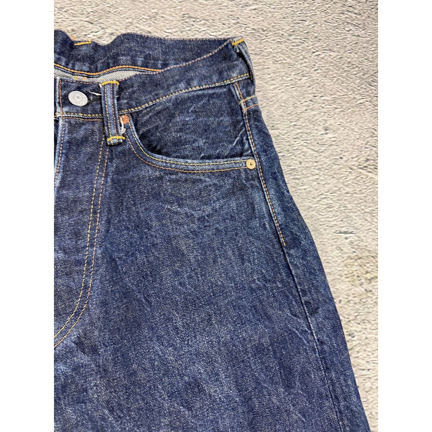 Evisu jeans daicock big logo yellow selvedge denim Japan