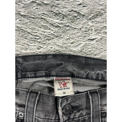 True Religion jeans grey black thick stitching Bobby