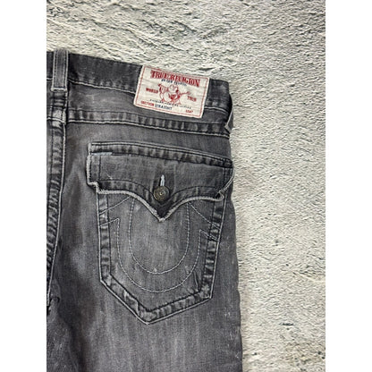 True Religion washed grey dark black jeans straight