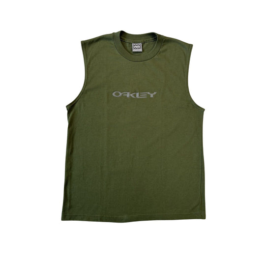 Oakley tank top khaki green big logo Y2K