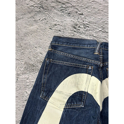 Evisu jeans daicock big logo white selvedge denim