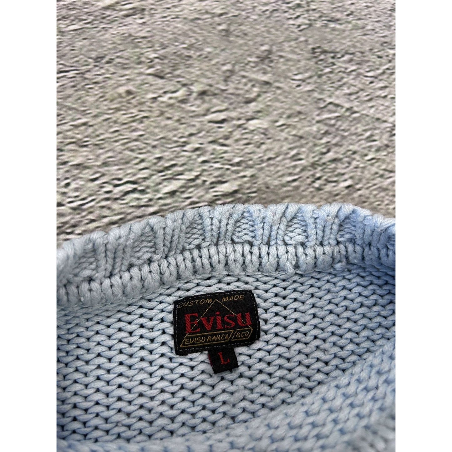 Evisu sweater big logo seagull knit vintage grey red EU ED