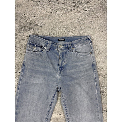True Religion jeans straight baby blue white stitch Y2K